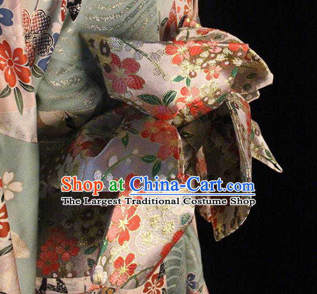 Japanese Pink Brocade Belt Japan Traditional Yukata Waistband Kimono Accessories