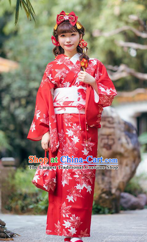 Red Kimono Dress Japanese