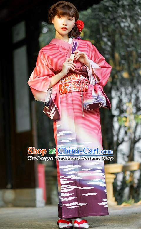 Asian Japan Bride Red Homongi Kimono Japanese Traditional Wedding Costumes
