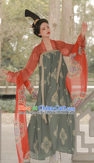 China Ancient Court Beauty Hanfu Dress Clothing Traditional Tang Dynasty Concubine Yang Historical Costumes