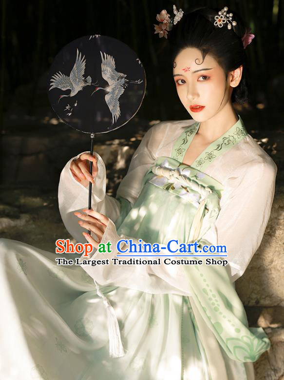 China Traditional Tang Dynasty Imperial Concubine Historical Clothing Ancient Court Beauty Green Hanfu Dress Complete Set
