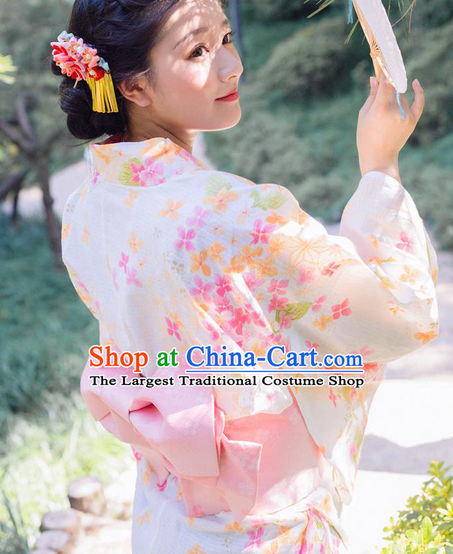 Japanese Traditional Young Woman Yukata Dress Asian Japan Summer Festival Kimono Costume
