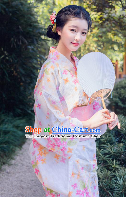 Japanese Traditional Young Woman Yukata Dress Asian Japan Summer Festival Kimono Costume