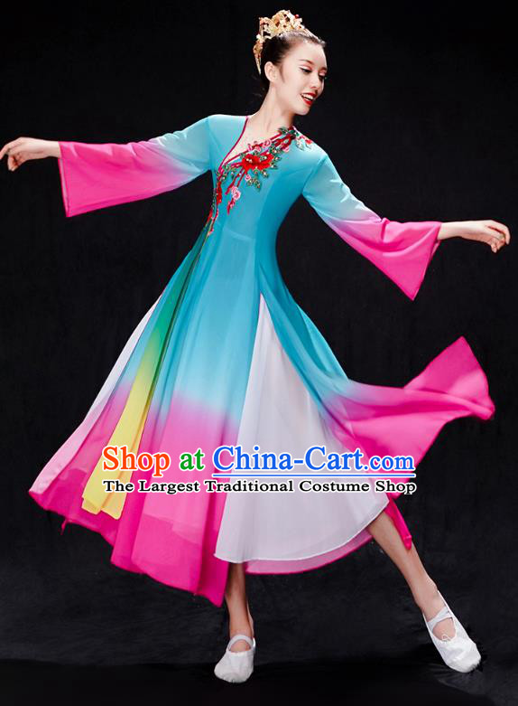 Chinese Woman Solo Dance Dress Traditional Umbrella Dance Clothing Classical Dance Costumes