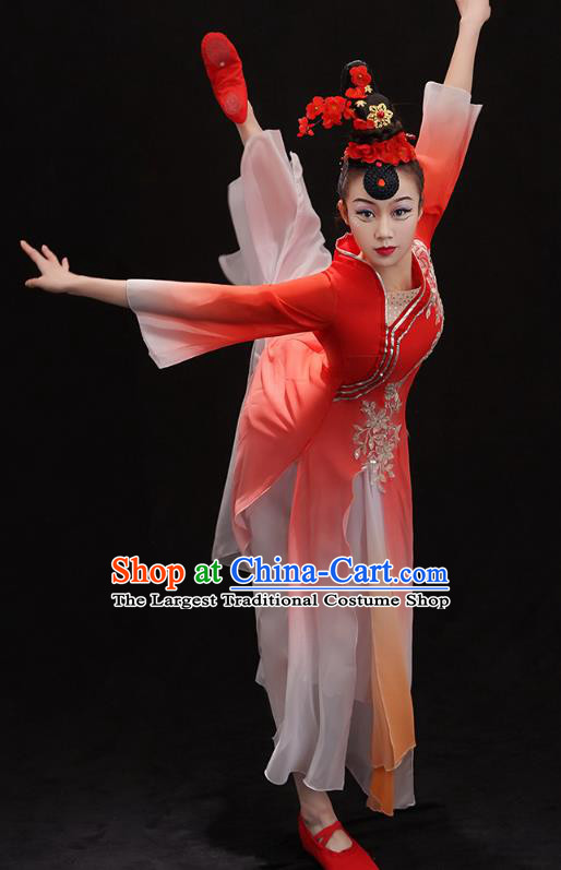 Chinese Classical Ballet Dance Clothing Woman Solo Dance Outfits Traditional Umbrella Dance Red Dress