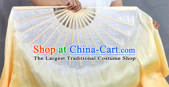 China Group Dance Long Ribbon Fan Classical Dance Yellow Silk Fan Jiaozhou Yangko Dance Folding Fan
