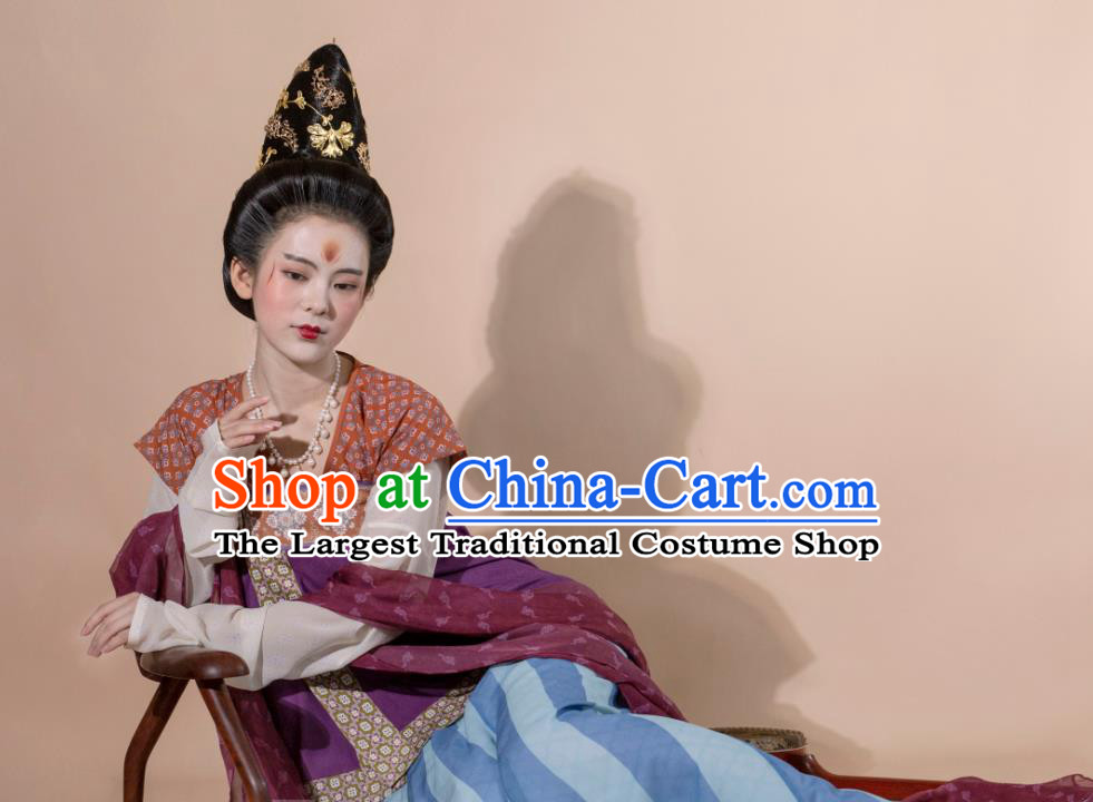 China Ancient Imperial Concubine Hanfu Dress Traditional Tang Dynasty Court Beauty Historical Clothing