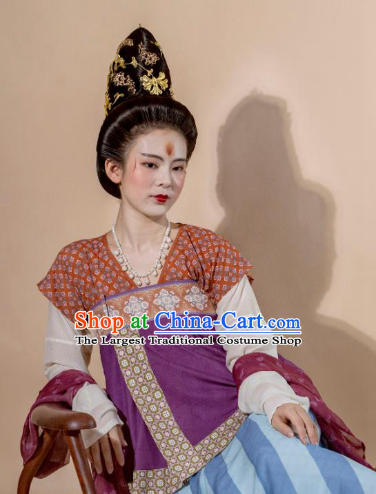 China Ancient Imperial Concubine Hanfu Dress Traditional Tang Dynasty Court Beauty Historical Clothing