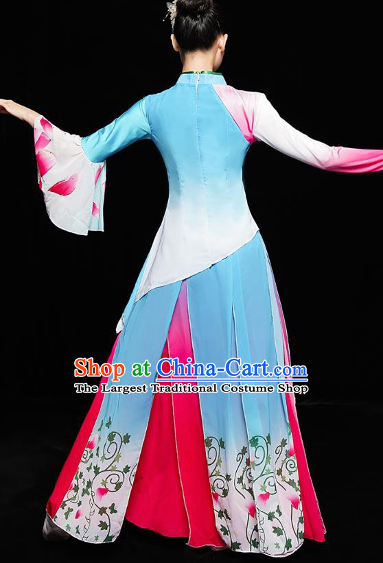 China Folk Dance Clothing Women Group Dance Yangge Costume Yangko Dance Fan Dance Blue Uniforms