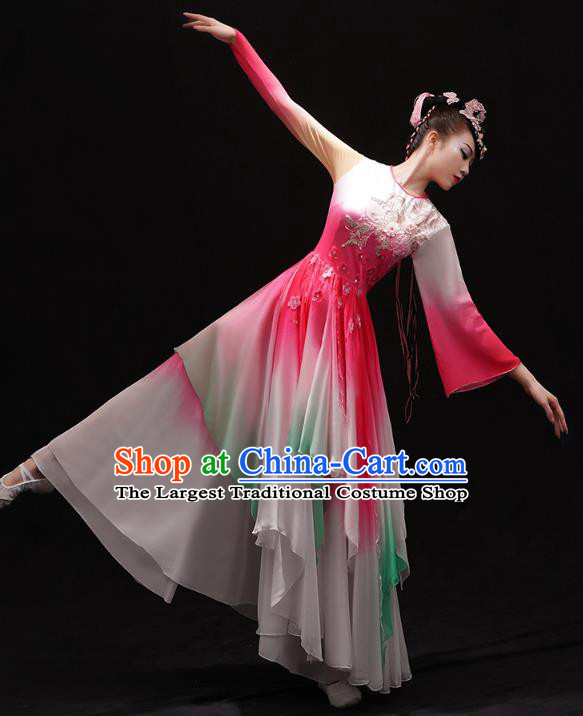 Chinese Traditional Jiangnan Umbrella Dance Dress Female Solo Dance Pink Outfits Classical Dance Clothing