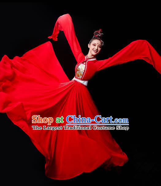 Chinese Classical Dance Cai Wei Clothing Water Sleeve Dance Red Dress Traditional Court Dance Outfits