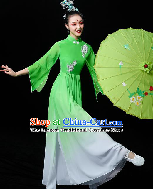 Chinese Traditional Jiangnan Watertown Performance Costumes Classical Dance Clothing Umbrella Dance Green Dress