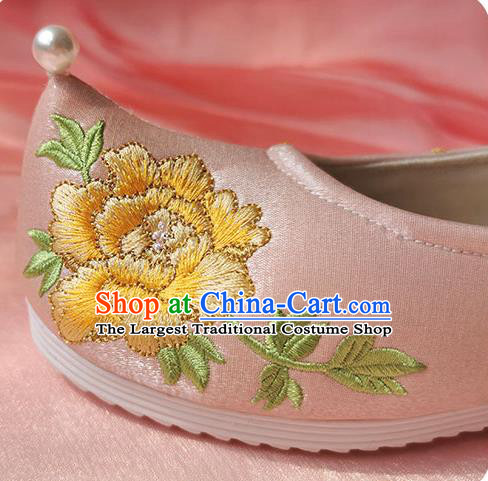 China Classical Embroidered Phoenix Shoes Traditional Ming Dynasty Hanfu Shoes Ancient Princess Pink Shoes