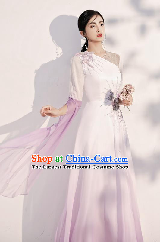 China Woman Modern Dance Costume Catwalks Clothing Chorus Performance Full Dress
