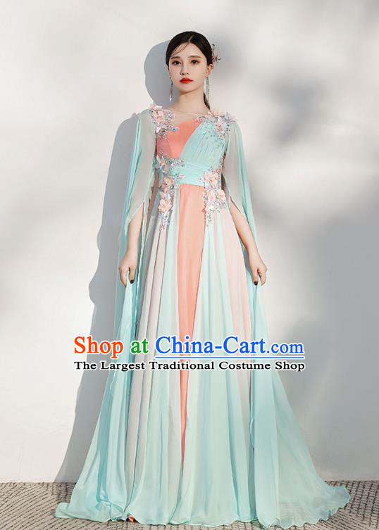 China Modern Dance Costume Annual Meeting Compere Clothing Chorus Performance Full Dress