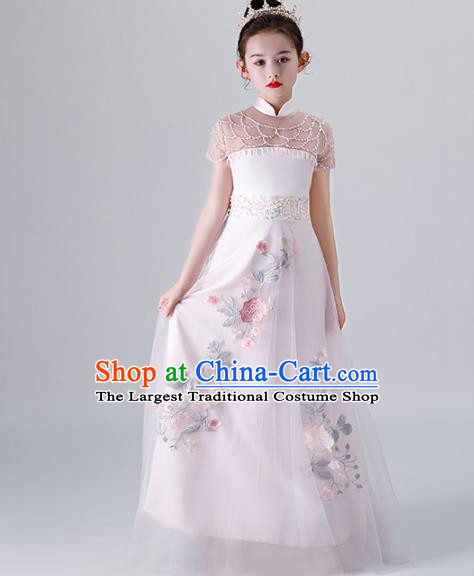 Top Grade Children Day Princess Performance Costume Classical Dance Garment Catwalks Compere Pink Full Dress