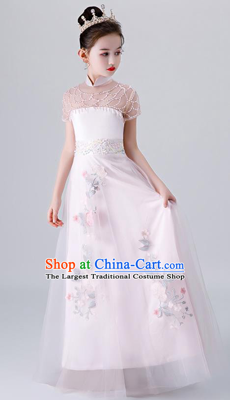 Top Grade Children Day Princess Performance Costume Classical Dance Garment Catwalks Compere Pink Full Dress