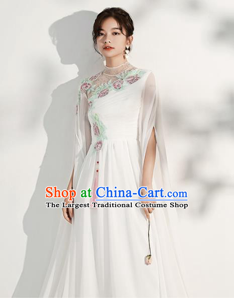 China Solo Performance White Full Dress Woman Modern Dance Costume Catwalks Clothing