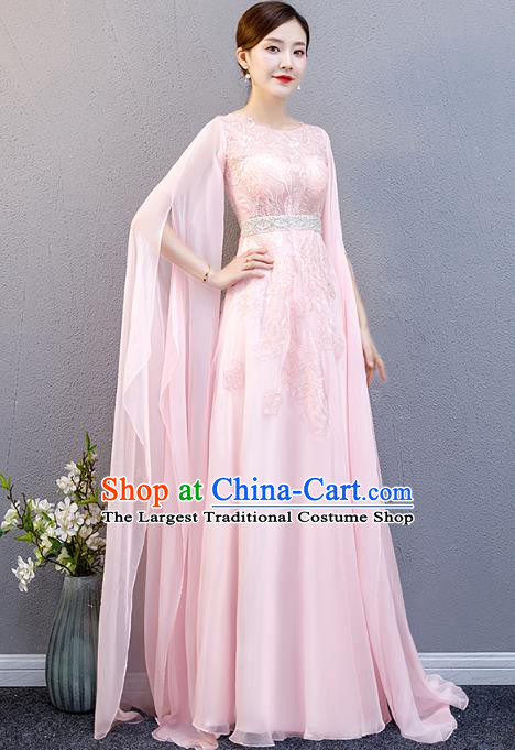 China Stage Show Pink Full Dress Woman Chorus Performance Costume Catwalks Clothing