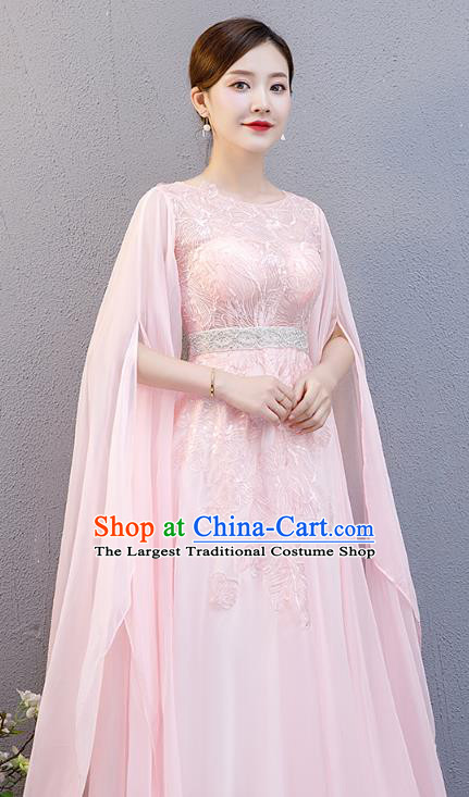 China Stage Show Pink Full Dress Woman Chorus Performance Costume Catwalks Clothing
