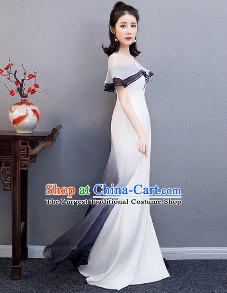 China Woman Chorus Costume Annual Meeting Compere Clothing Modern Dance Fishtail Full Dress