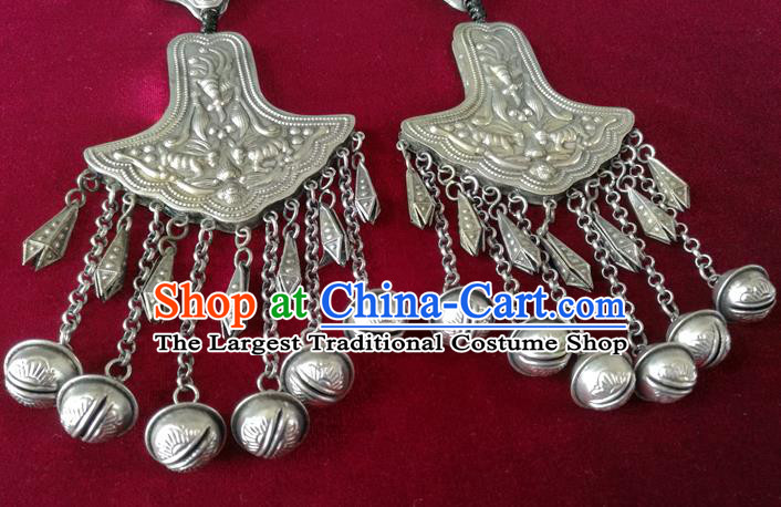 China Traditional Cheongsam Wedding Ear Accessories Ethnic Woman Silver Bells Tassel Earrings
