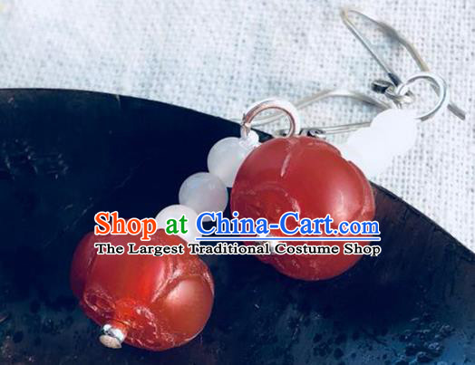 China Handmade National Agate Earrings Traditional Cheongsam Ear Accessories