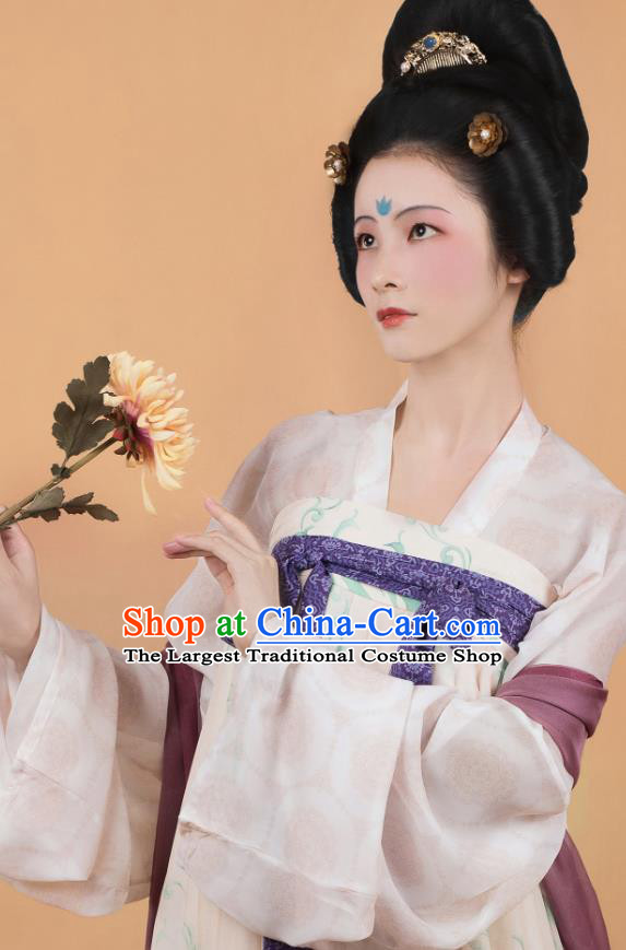 China Ancient Tang Dynasty Palace Lady Historical Costumes Traditional Hanfu Dress Clothing Complete Set