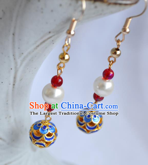 China Classical Cheongsam Ear Accessories Traditional Ming Dynasty Cloisonne Earrings