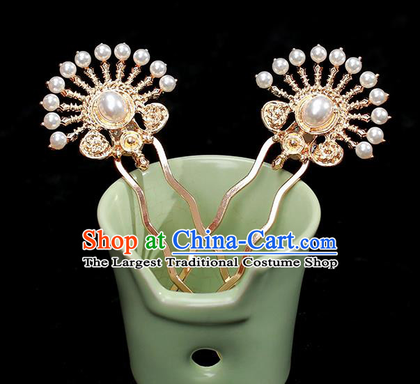 Chinese Traditional Cheongsam Hair Stick Ancient Princess Golden Hairpin Hair Accessories