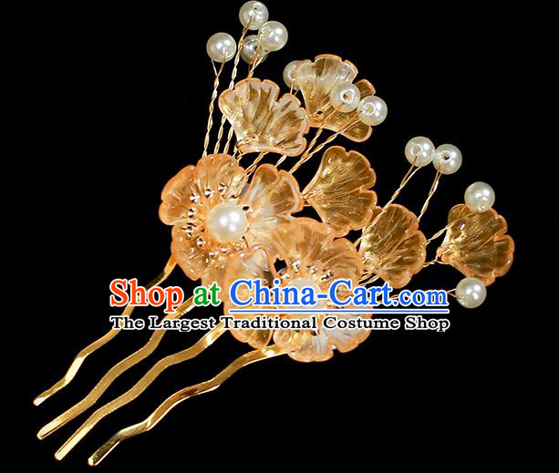 Chinese Ancient Princess Hair Accessories Traditional Hanfu Ginkgo Leaf Hair Comb