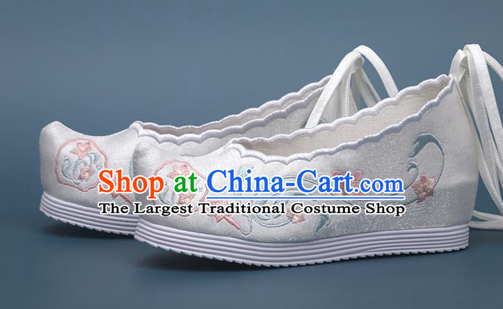 Chinese Traditional Hanfu Shoes Classical Dance Satin Shoes National Embroidery Palace Fan Shoes
