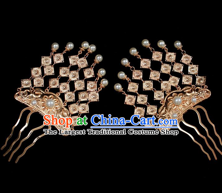 Chinese Traditional Tang Dynasty Court Golden Tassel Hair Stick Ancient Palace Lady Hairpin
