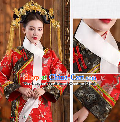 China Qing Dynasty Imperial Concubine Historical Clothing Ancient Court Woman Garment Costumes and Headdress Complete Set
