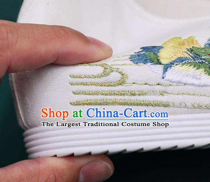 Chinese Classical Pearls Shoes Footwear Embroidery Lotus Shoes Traditional Woman Cloth Shoes