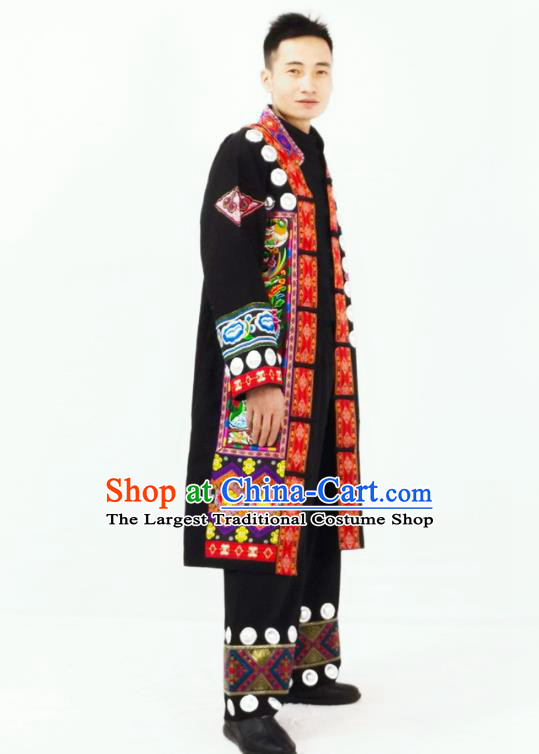 China Traditional Yunnan Ethnic Wedding Bridegroom Clothing Yao Nationality Festival Performance Garment Costumes