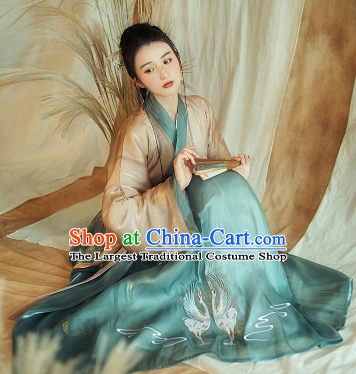 China Ancient Imperial Concubine Hanfu Dress Apparels Traditional Jin Dynasty Court Beauty Historical Costumes