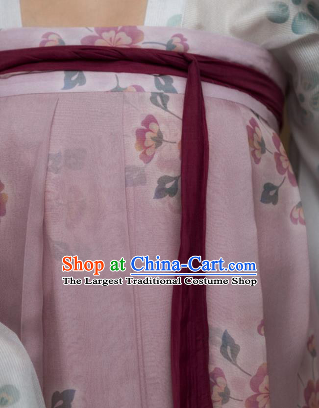 China Traditional Tang Dynasty Court Lady Historical Garment Costume Ancient Princess Pink Hanfu Dresss Apparels