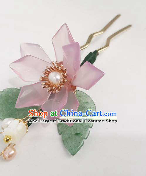 Chinese Ancient Princess Hairpin Traditional Song Dynasty Pink Peach Blossom Hair Stick