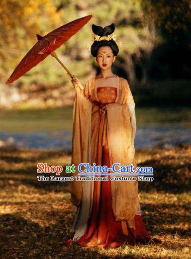 China Tang Dynasty Imperial Concubine Historical Clothing Ancient Court Beauty Hanfu Dress Garments