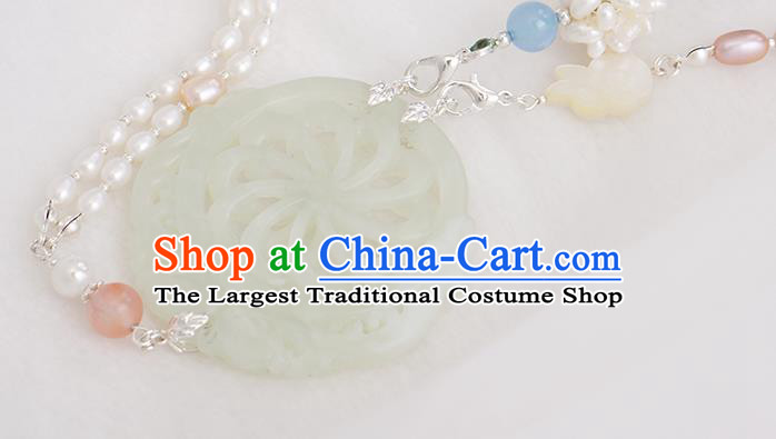 China Traditional Hanfu Jade Waist Accessories Ancient Ming Dynasty Princess Tassel Belt Pendant