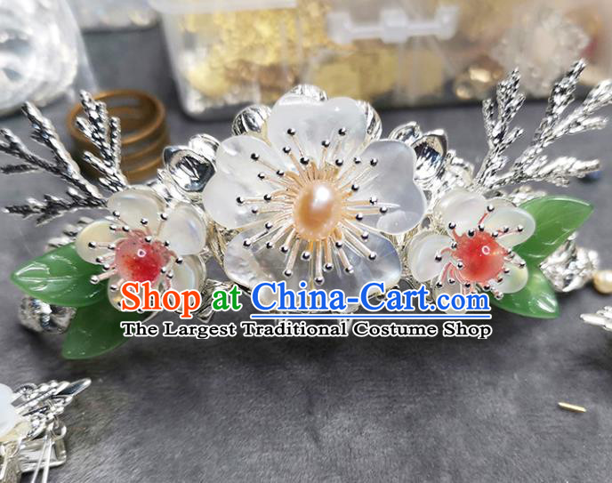 Chinese Ancient Palace Princess Hairpin Traditional Ming Dynasty Shell Hair Crown Hair Accessories Full Set