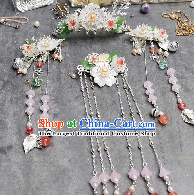 Chinese Ancient Palace Princess Hairpin Traditional Ming Dynasty Shell Hair Crown Hair Accessories Full Set