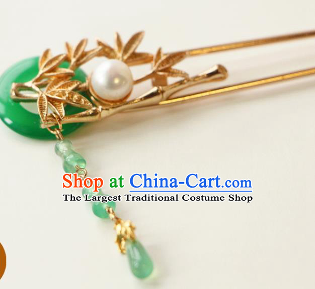 China Ancient Swordswoman Hairpin Traditional Hanfu Hair Accessories Ming Dynasty Golden Bamboo Hair Stick