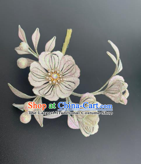 China Ancient Young Lady Hairpin Traditional Hanfu Hair Accessories Song Dynasty Silk Peach Blossom Hair Stick