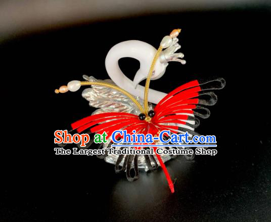 China Ancient Young Woman Hairpin Traditional Hanfu Hair Accessories Ming Dynasty Silk Butterfly Hair Stick