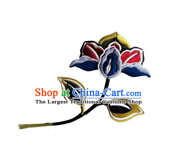 China Ancient Palace Lady Hairpin Traditional Hanfu Hair Accessories Tang Dynasty Silk Flower Hair Stick
