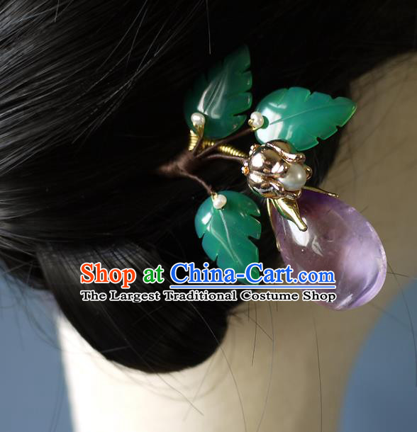 Chinese Ancient Young Woman Hairpin Hair Accessories Traditional Song Dynasty Amethyst Hair Stick