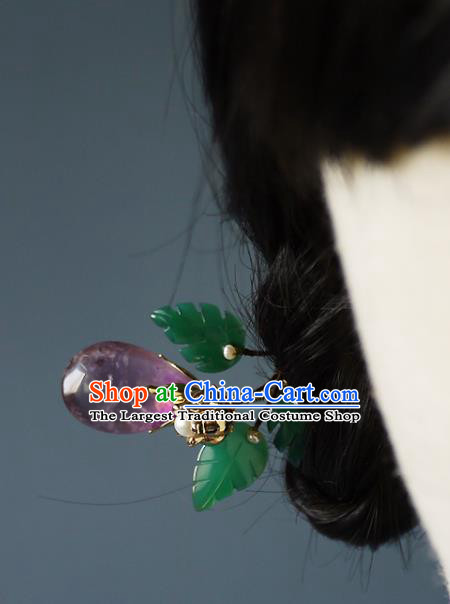 Chinese Ancient Young Woman Hairpin Hair Accessories Traditional Song Dynasty Amethyst Hair Stick