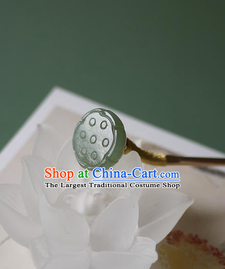Chinese Ancient Noble Woman Jade Lotus Seedpod Hairpin Hair Accessories Traditional Song Dynasty Princess Hair Stick